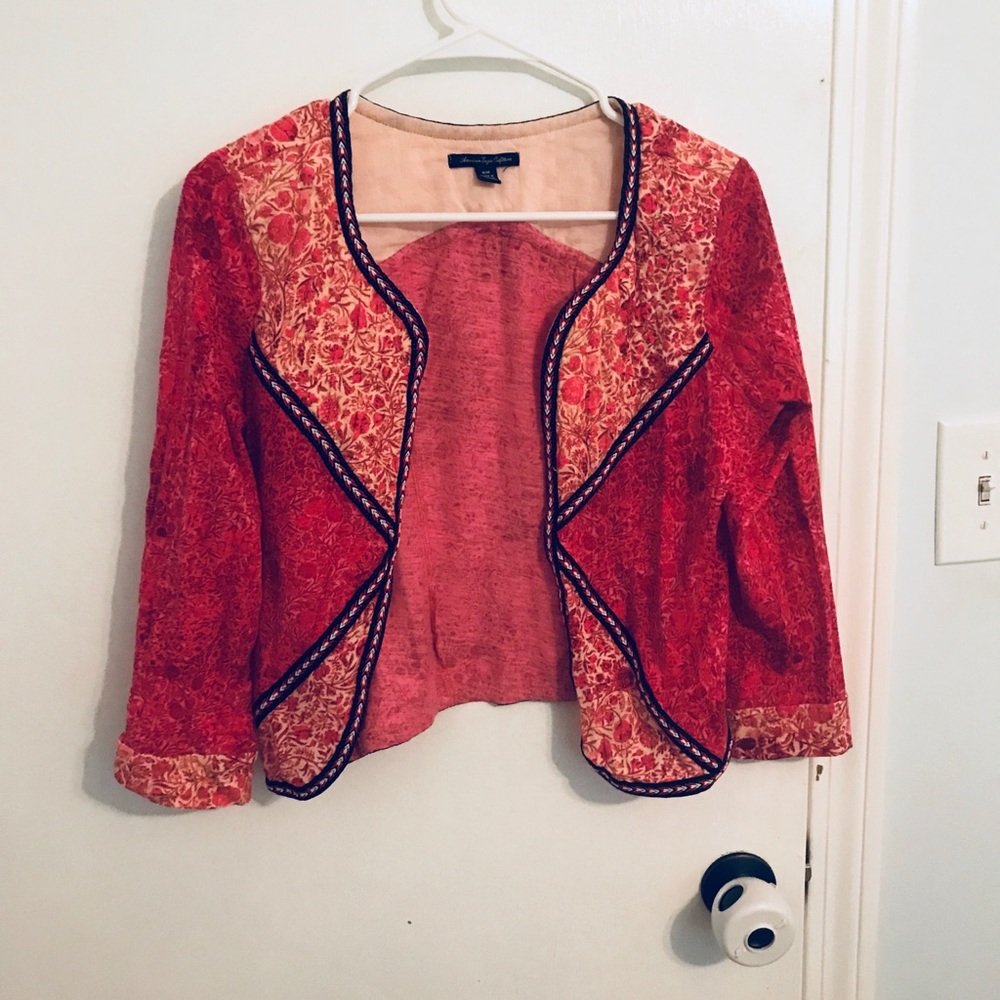 American Eagle Cropped Tapestry Jacket